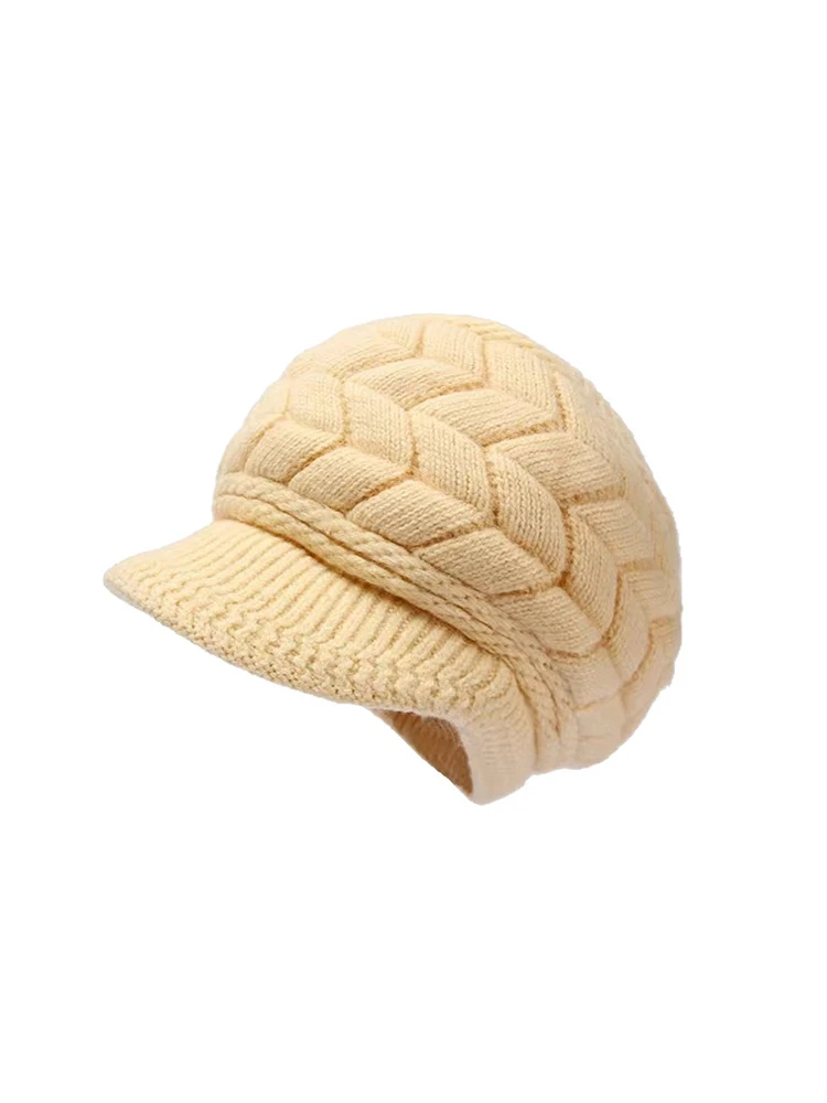 Warme Retro-Strickmütze für Damen im Winter, Laufen bei kaltem Wetter, Camping, modische Skimütze mit Sonnenhut