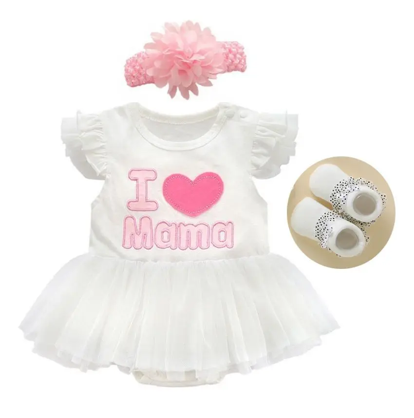 Newborn Baby summer bodysuit infant girls princess dress baby christening baptism gown party wedding 0-3 3-6 6-9 months bodysuit