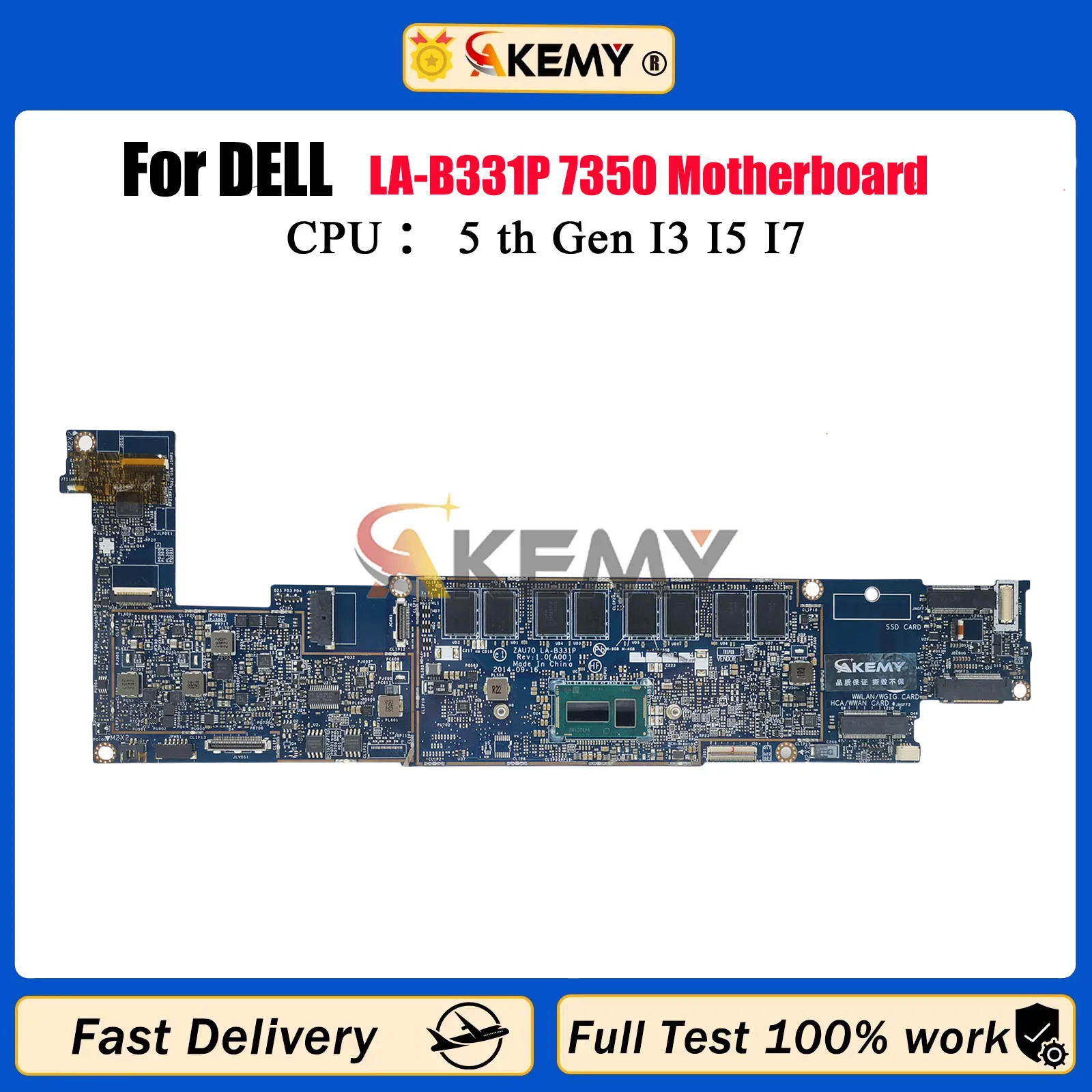 

CN-0TRWNX CN-0JRWNX 0J97J1 0057NK CN-0XR25W For DELL 13 7350 Laptop Motherboard ZAU70 LA-B331P Notebook Mainboard 100% Tested
