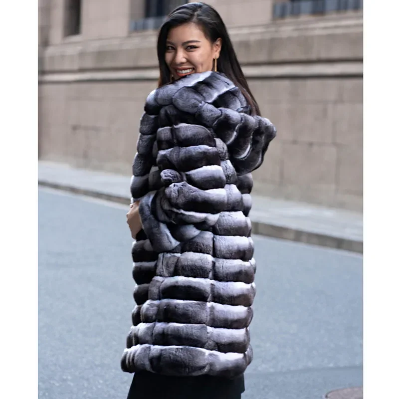 Women's Winter Warm Faux Sable Fur Jacket Casual Medium-length Thick Hooded Fur Coat Fashionable Windbreaker