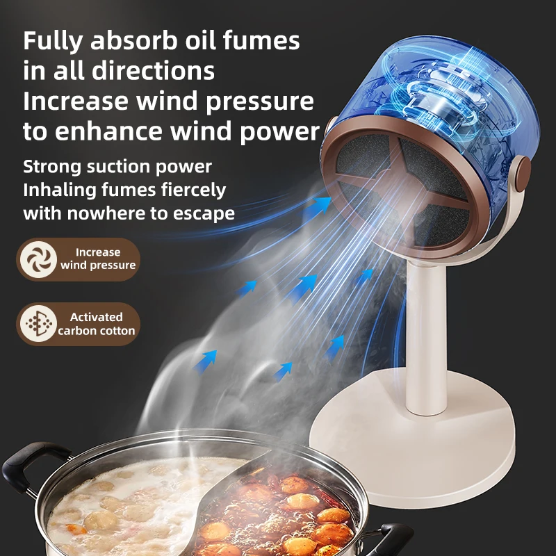 Electric Desktop Range Hood USB Adjustable Angle Portable Mini High Suction Power Exhaust Fan for BBQ Hot Pot Kitchen Appliance