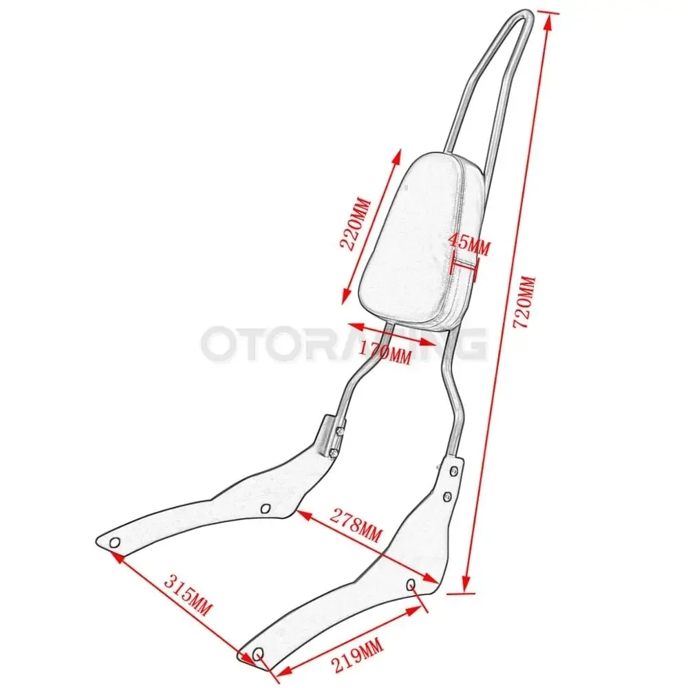 Motorcycle Backrest Sissy Bar For Yamaha V-Star XVS400 XVS650 Classic 1998 1999 2000 2001 2002 2003 2004 2005 2006 2007-2017