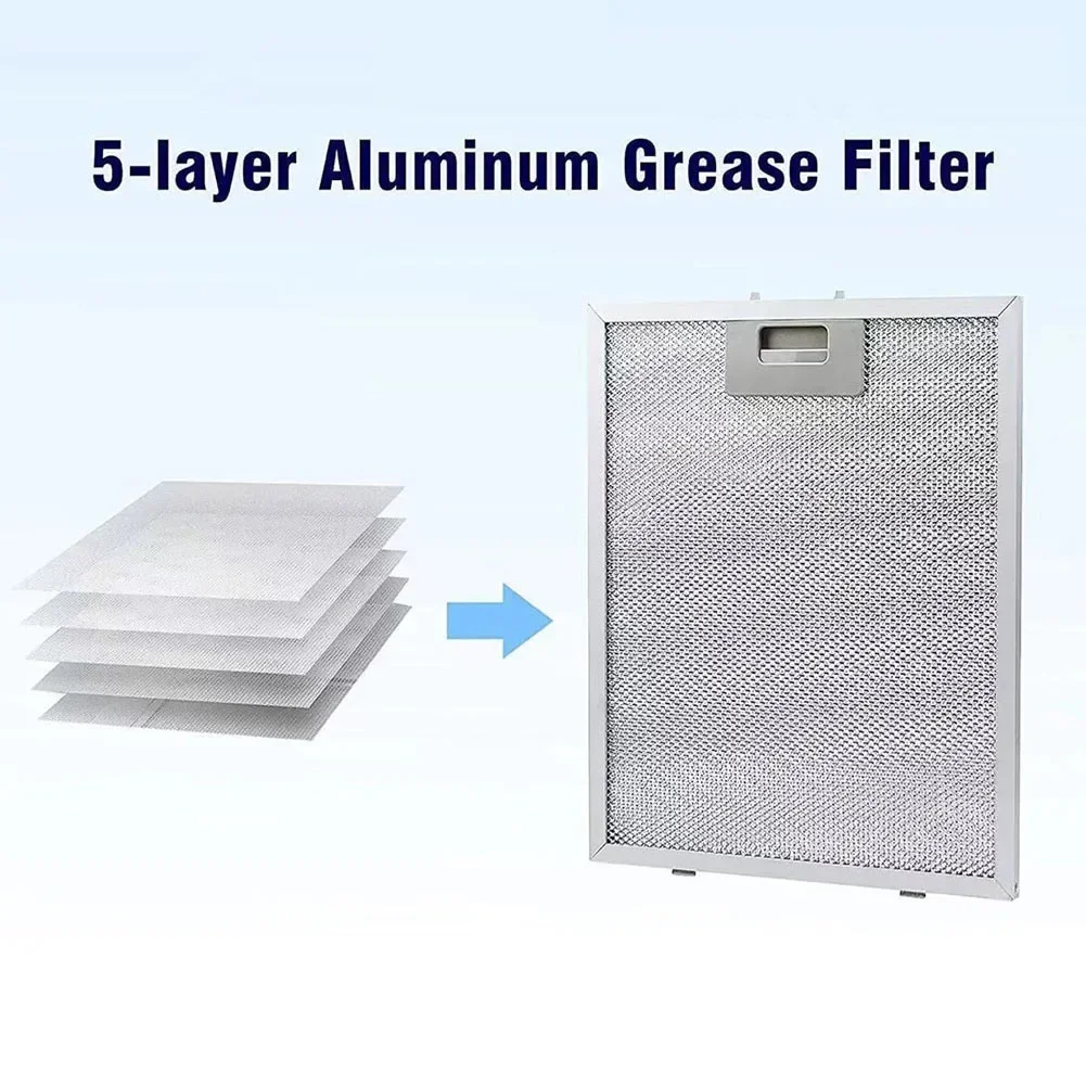 2PCS Cooker Hood Filter 318 X 258mm 5 Layers Aluminized Metal Grease Mesh Range Hoods Vent Filters Extractor Fan Kitchen Tools