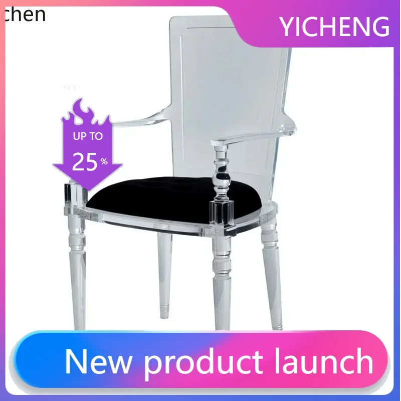 

LYY acrylic chair Italian chair Hotel model room club high-end dining Transparent armrest chair