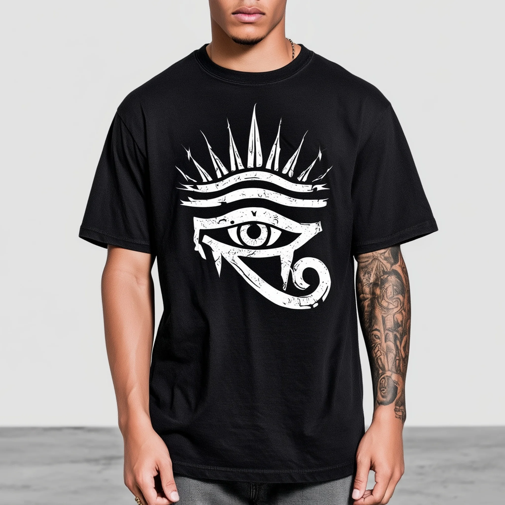 

Teevo Men's Short Sleeve T-Shirt Eye of Providence Print Casual Daily Wear