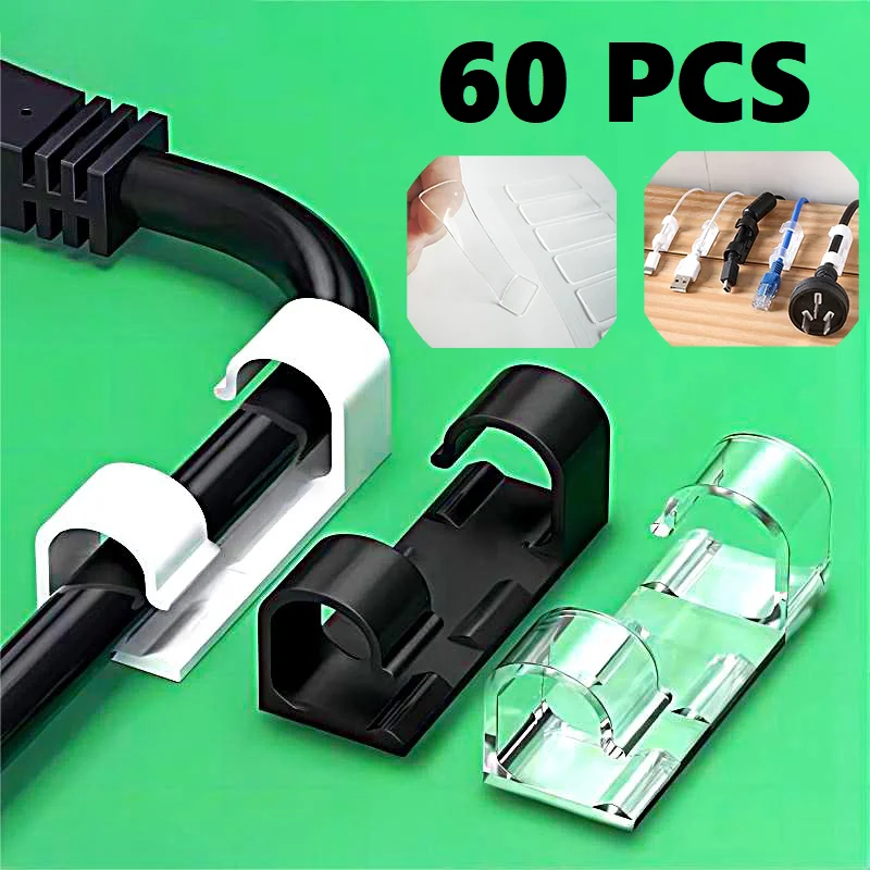 

Cable Organiser Acrylic Cable Clips Cable Management Wire Winder Holder Reusable Adhesive Cable Organizer TV PC Wire Holder