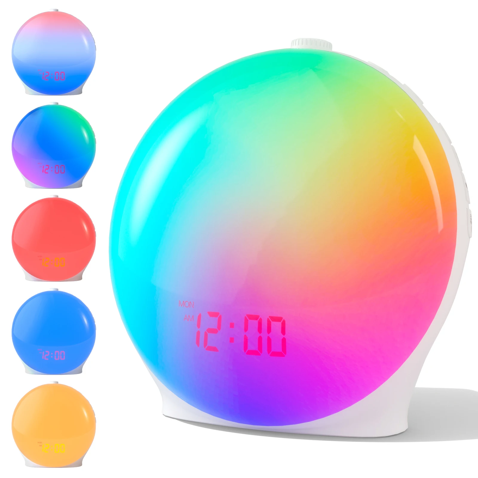 Wake Up Light Alarm Clock with Sunrise/Sunset Simulation Dual Alarms FM Radio Nightlight 7 Colors Natural Sounds Snooze