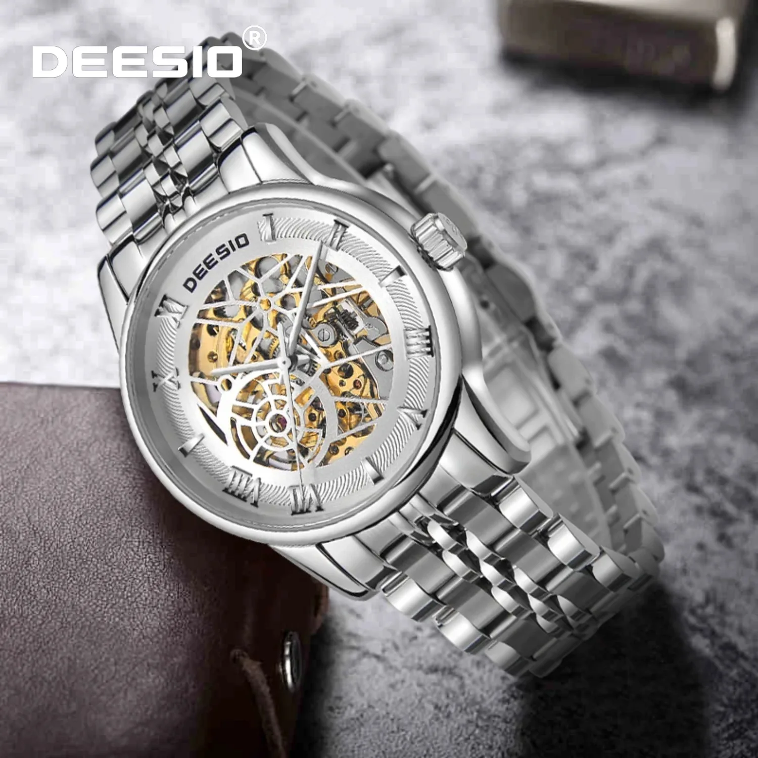 

Deesio Men's Mechanical Watches N83B New Hollow Automatic Movement Wristwatch Waterproof 30m Trendy Bussiness Clock For Men Y2k