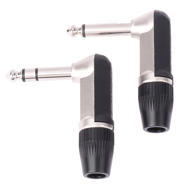 6.35mm Jack TS TRS 90 ° L-shaped Right Angle Plug Stereo / Mono 2 3 Pole 6.5 1/4 Microphone Guitar Audio NYS207/208