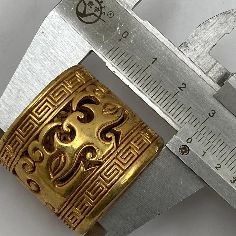 ring made of pure copper plated with 24K gold stylish and domineering men's hollow design