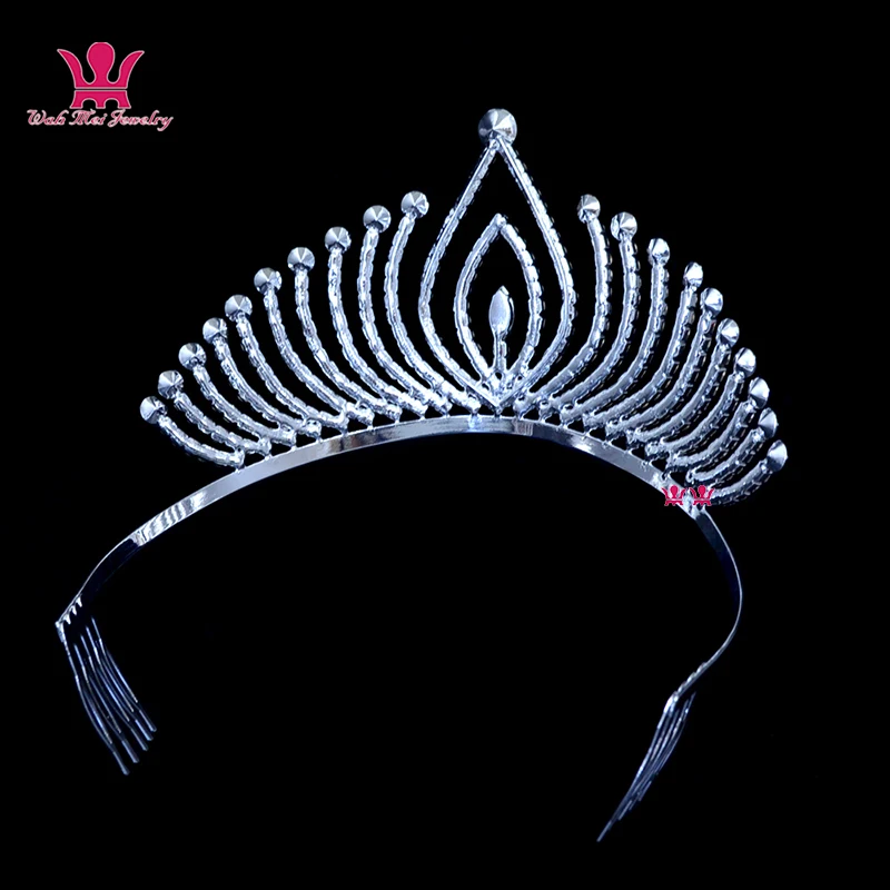 Pure handmade rhinestones bride wedding headdress stage performance hair jewelry silver beauty pageant crown