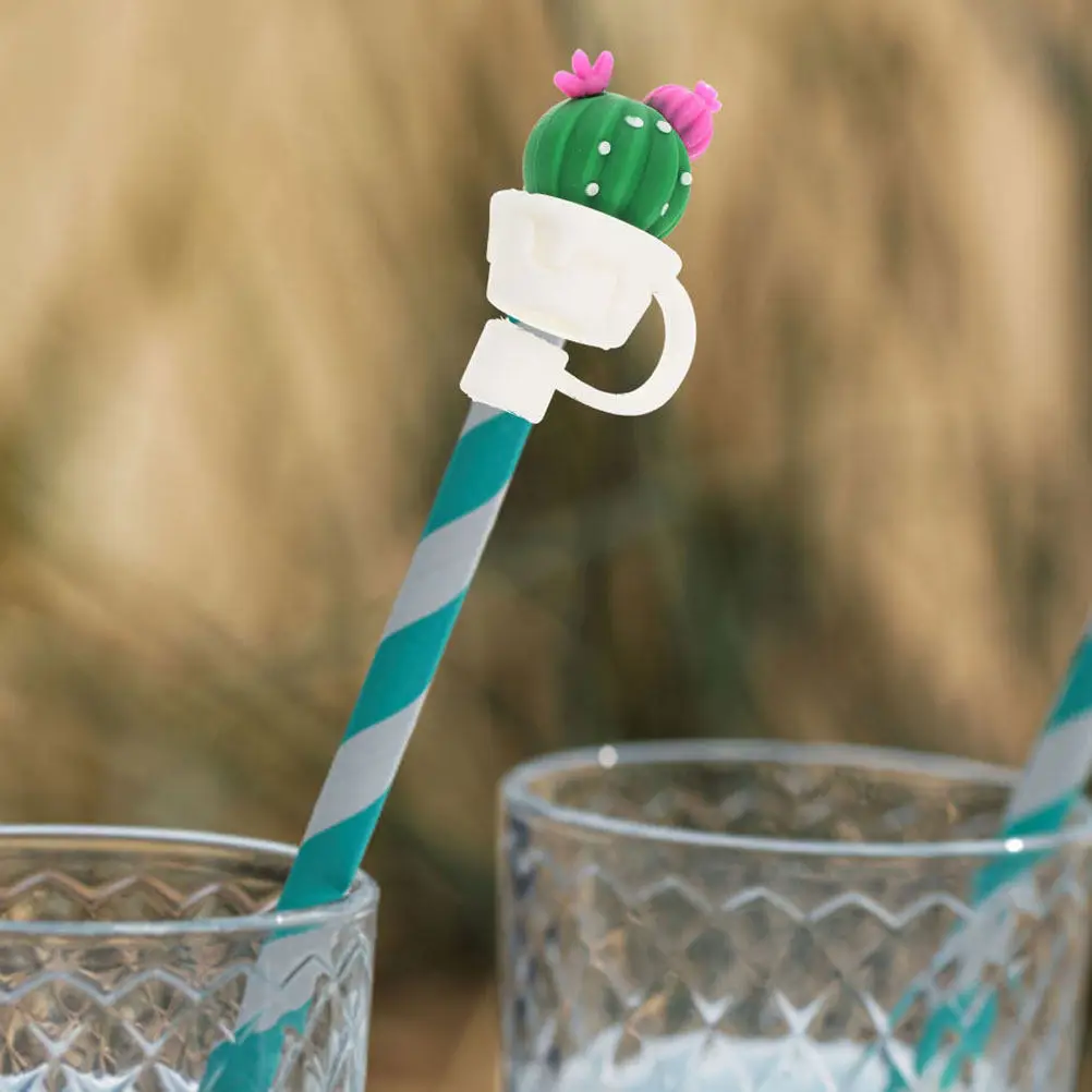 

2 шт. многоразовые заглушки для соломинок в форме кактуса, нескользящие, моющиеся, простые в использовании, для стаканов, бутылок, кружек, крышки для соломинок