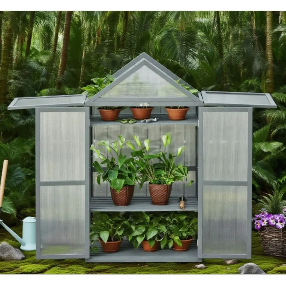 

Уличная теплица с деревянной рамой, двойным доступом к двери, регулируемыми чехлами для садовых растений, трав и овощей - погода R