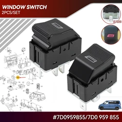 2pcs Electric Door Glass Window Control Switch Lifter Button Fits for VW Volkswagen Transporter T4 7D0959855 7D0 959 855 5 PINS