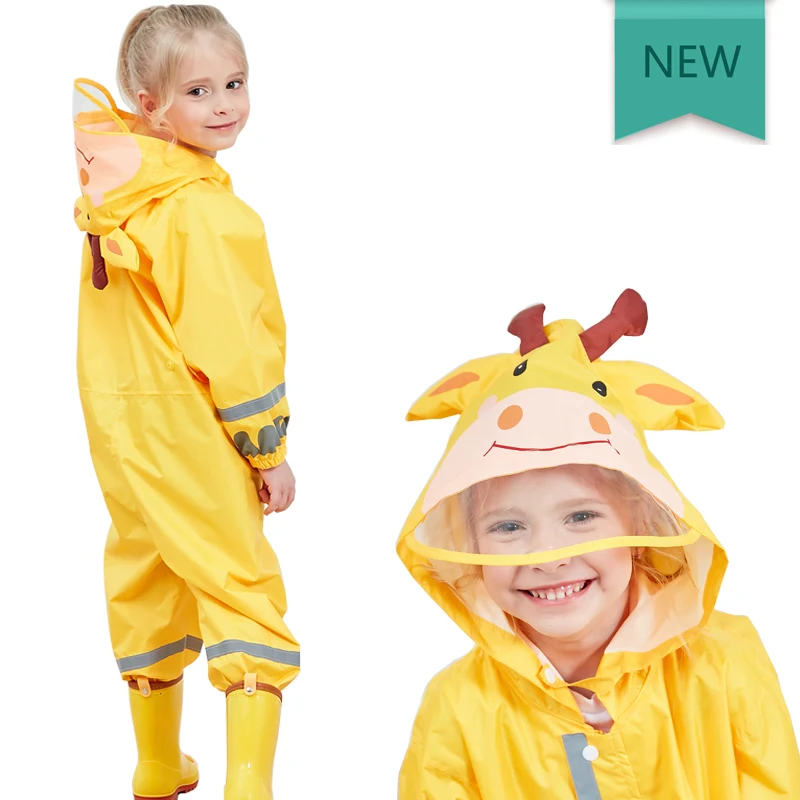 1-10 Years Old Kids Blue Koala Raincoat Outdoor Jumpsuits Waterproof Rainwear Baby Boy Girl Raincoat And Rain Pants Suit