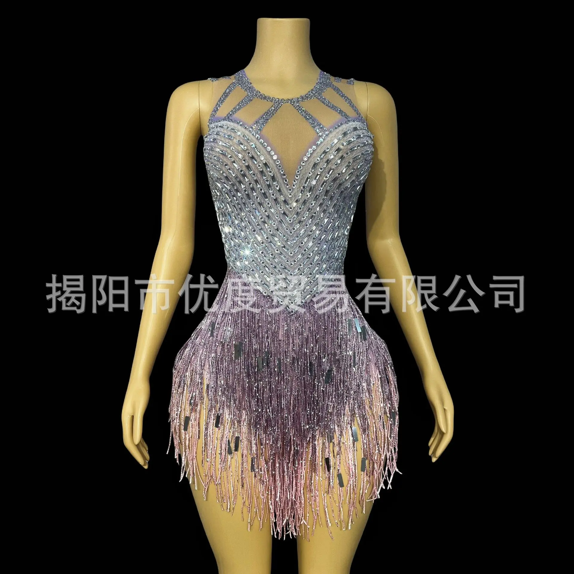 شرابة مطرزة حجر الراين نيسيي عالية شوكة أداء الرقص اللاتينية فستان سهرة الأميرة حفلة عيد ميلاد عشاء ترفرف