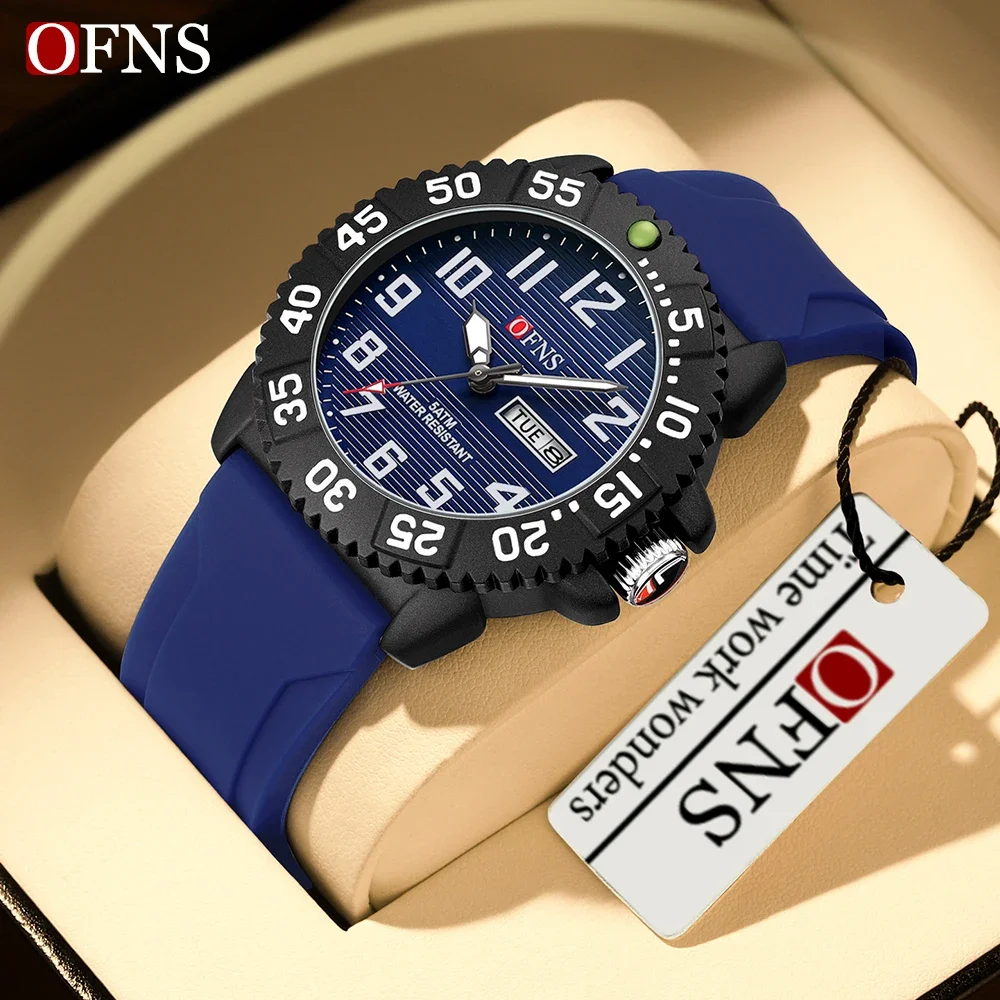 

OFNS 1303 New Fashion Trend High end Electronic Dual Calendar Quartz Watch Fashion Trend Men's Digital Waterproof Watch 2024
