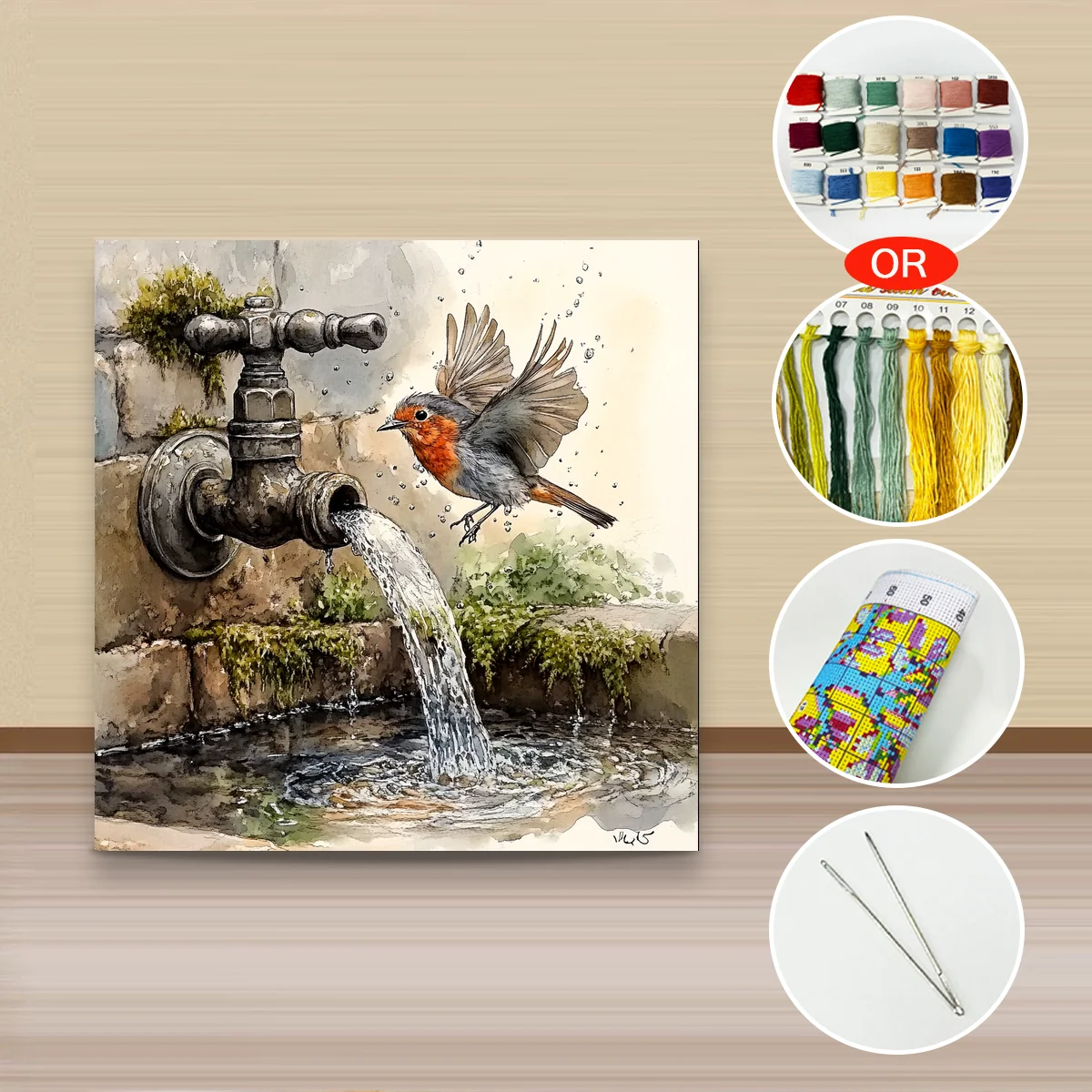 1 Stück 40x40 cm/15,74 Zoll, 11Ct/14Ct Kreuzstich-Set, DIY Valentinstagsgeschenk, Stickerei-Set für Festivals, Landschaften – Detail 3