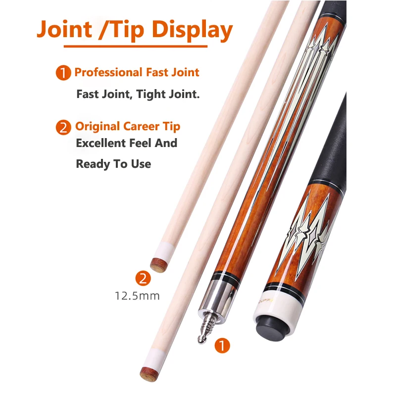 2024 New Arrival Cuppa Pool Cue Stick with Case Billiard Cue Stick 12.5mm Maple shaft Sticks With Hard Case Set China