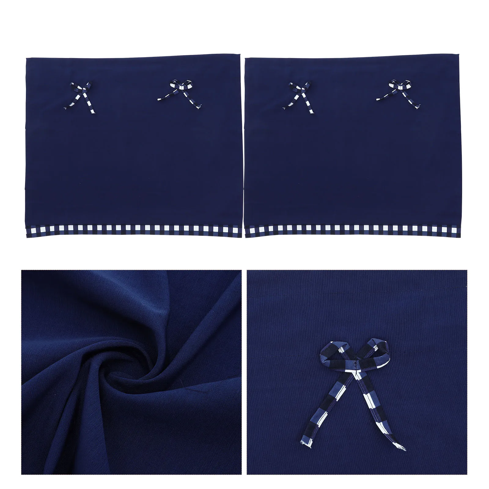 

2pcs Polyester Short Striped Window Curtains Home Chic Semi-Window Short Curtains Resistant Washing Comfortable Smooth