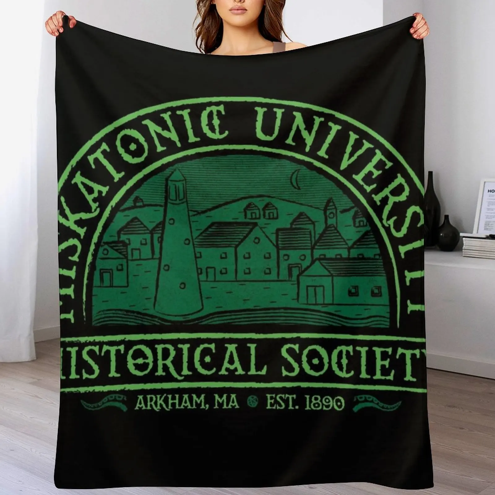 

Miskatonic Historical Society Throw Blanket Vintage Bed covers Cute Plaid Quilt Blankets