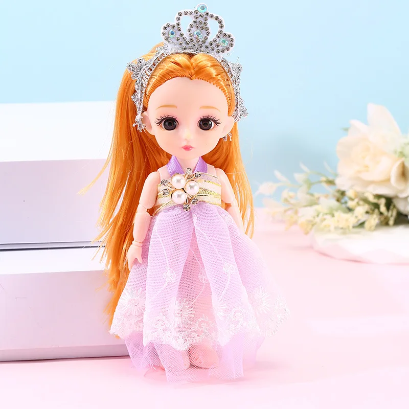 16 ซม.เด็กน่ารักแต่งตัวเจ้าหญิงตุ๊กตาตุ๊กตาBJD 1/12 พร้อมเสื้อผ้าและรองเท้าDIYเคลื่อนย้ายได้ 13 ข้อต่อแฟชั่นรูปตุ๊กตาสาวของขวัญ