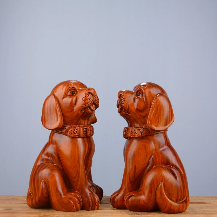 2020 TOP art # business office home efficacious Talisman Handmade Yellow pear wood Money dog WANGCAI FENG SHUI ART Sculpture
