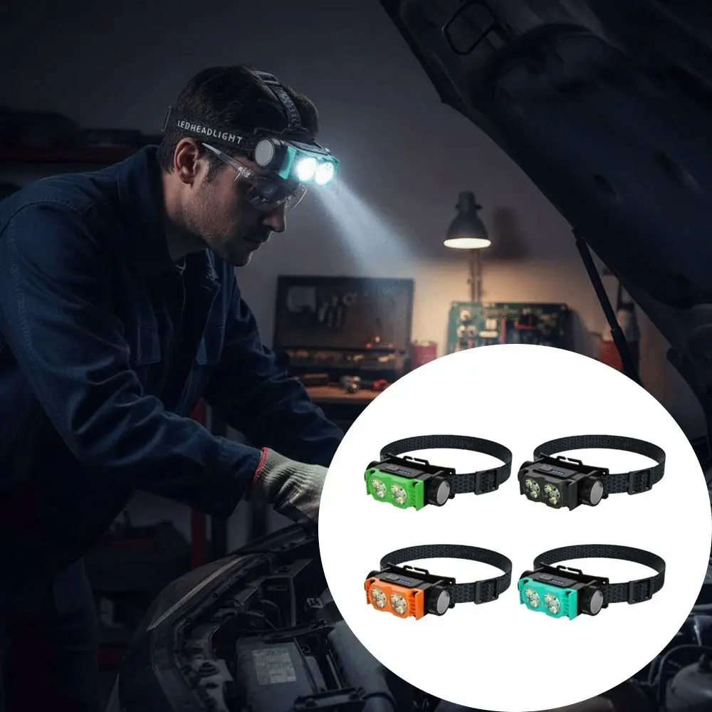 Powerful 6 Core LED Headlamp Bright Beam Lightweight 109g Rechargeable Headlamp Adjustable Beam Long Runtime Hands Free Headlamp