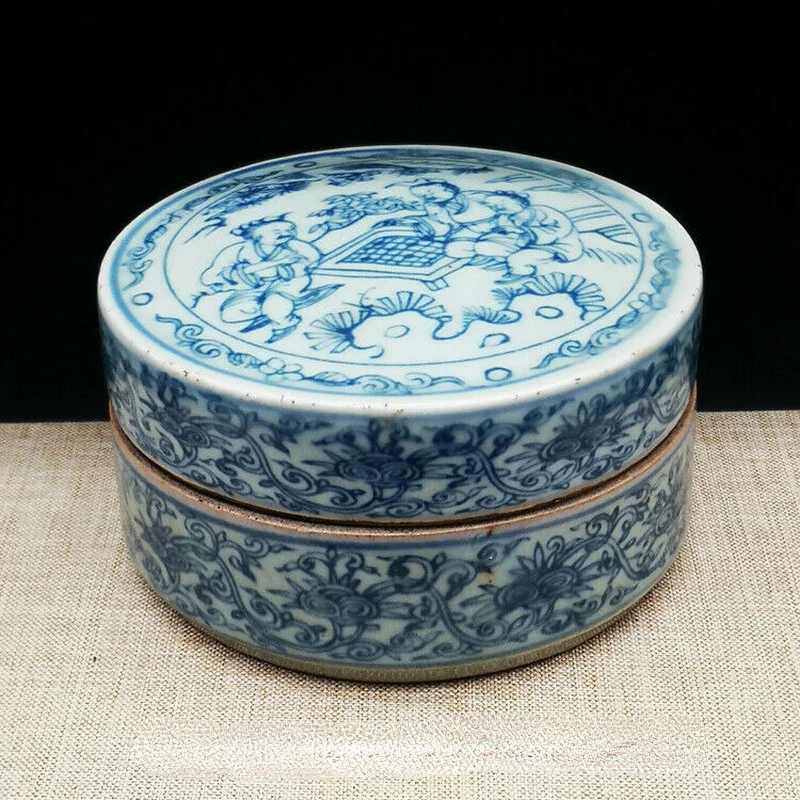 

Antique Collction Chinese Blue and White Porcelain Ink Box Rouge Powder Box