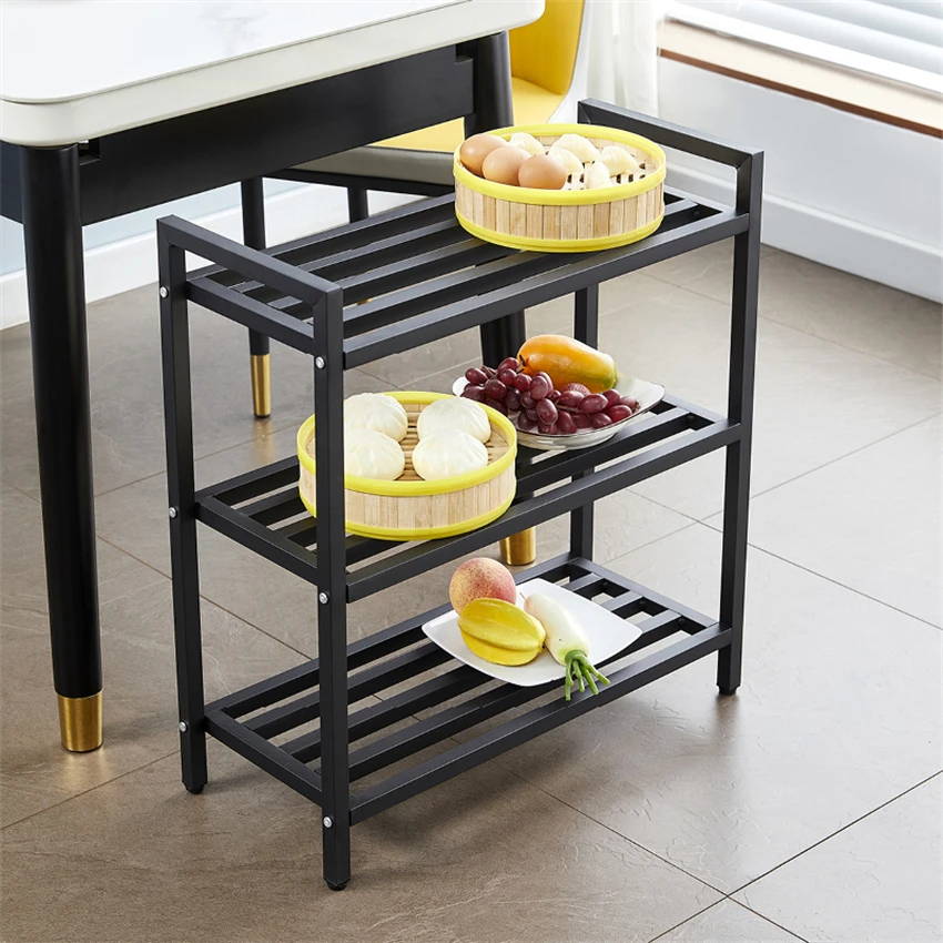 Hot Pot Restaurant Hotel Simple Kitchen Storage Rack Storage Rack Multi Layer Vegetable Storage Rack Portable Metal Trolley