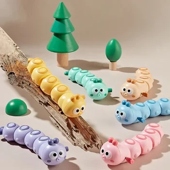 Elektryczna gąsienica lekka muzyczna tańczące zwierzę lalka zasilanie bateryjne dzieci zabawka Montessori Caterpillar artículos para mascotas