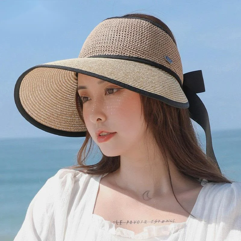 Sun Hat Women's summer Korean fashion empty top straw hat big edge sun shading Big Brim foldable Beach Hat