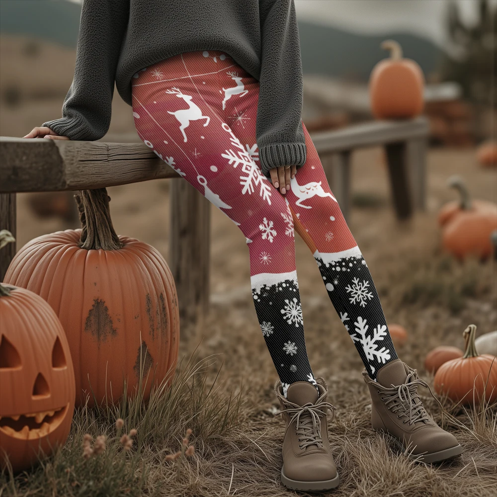 ندفة الثلج الرنة طباعة سميكة الدافئة الشتاء اليوغا السراويل النسائية عيد الميلاد طماق عطلة حزب الجوارب الهيب هوب الشارع الشهير