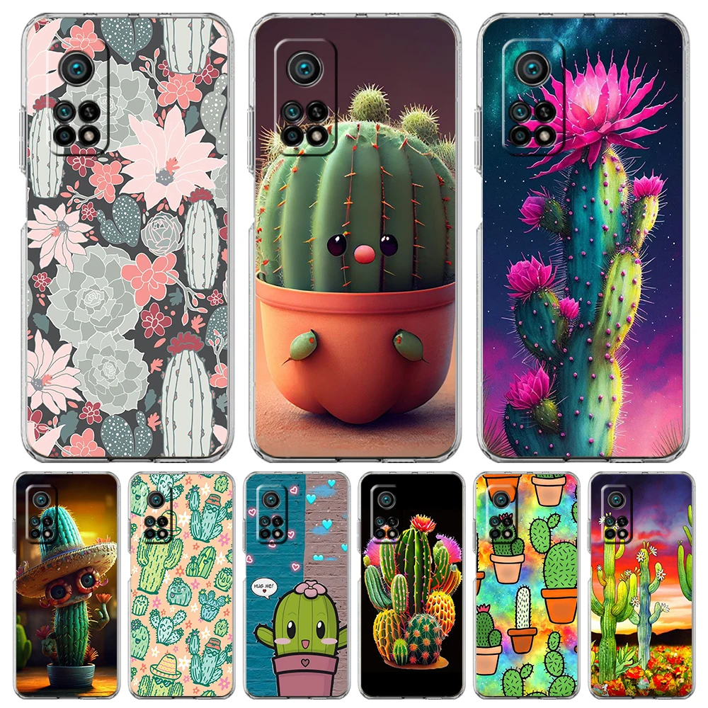 

Plant Cactus Phone Case for Xiaomi Mi Poco F3 X3 X4 GT NFC M3 M4 11 Ultra 12 11X 11i Pro Lite 5G Soft Transparent Cover Capa Bag