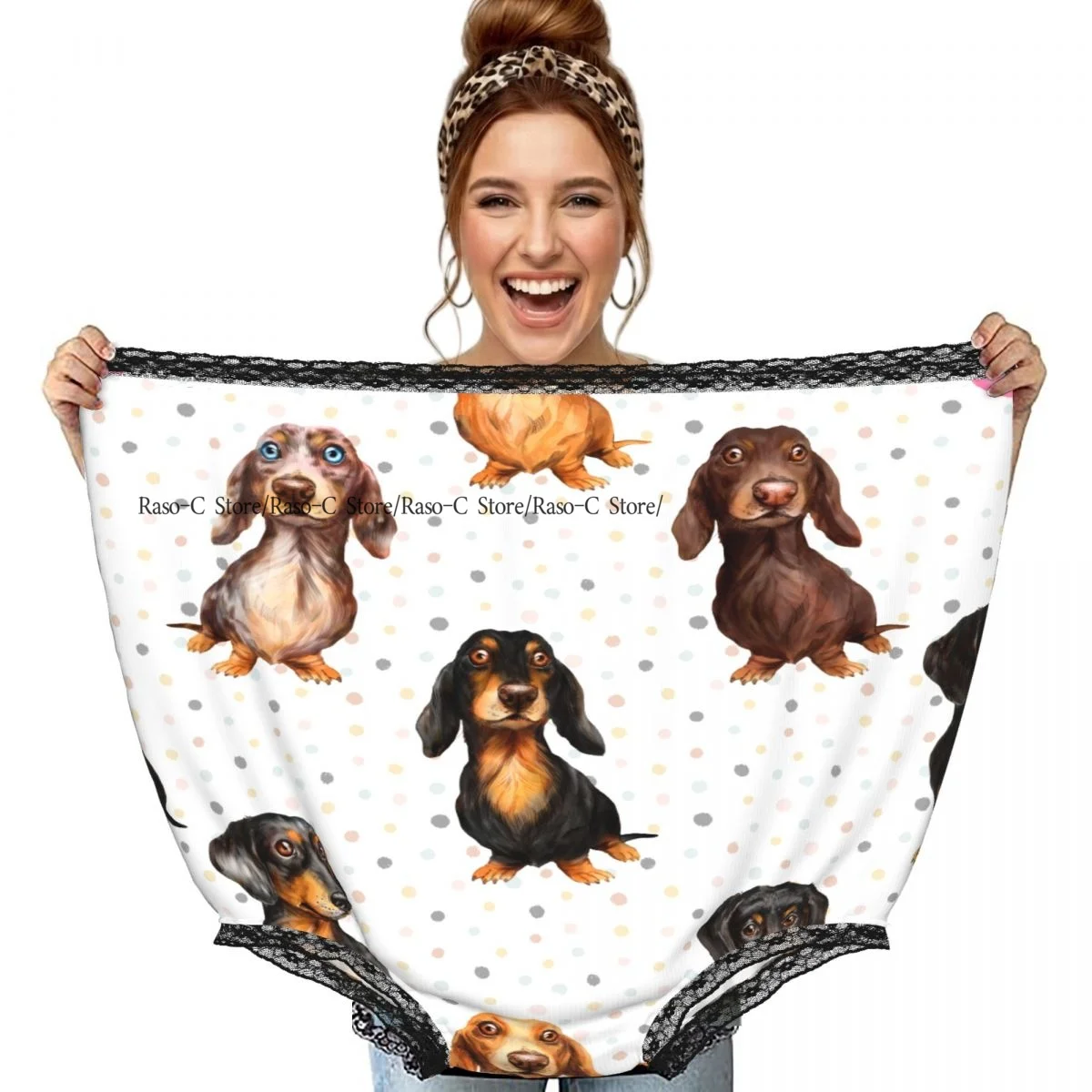 

Funny Grandma Underwear Cute Dachshund On Polka Dot Casual Prank Presents