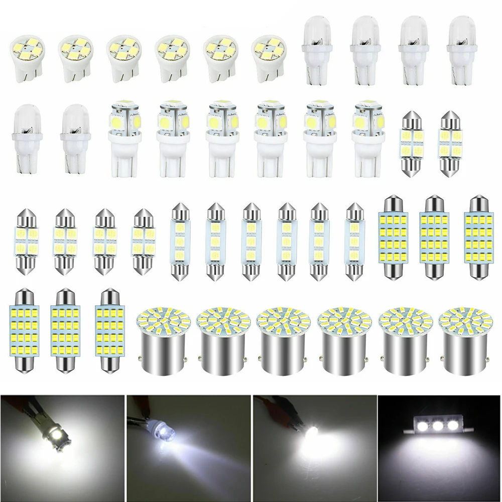 

Car Interior White LED Light Mini Bulbs Kit 6000K Canbus Combo Map Trunk Dome Footwell Lamp License Plate Lights Bulbs