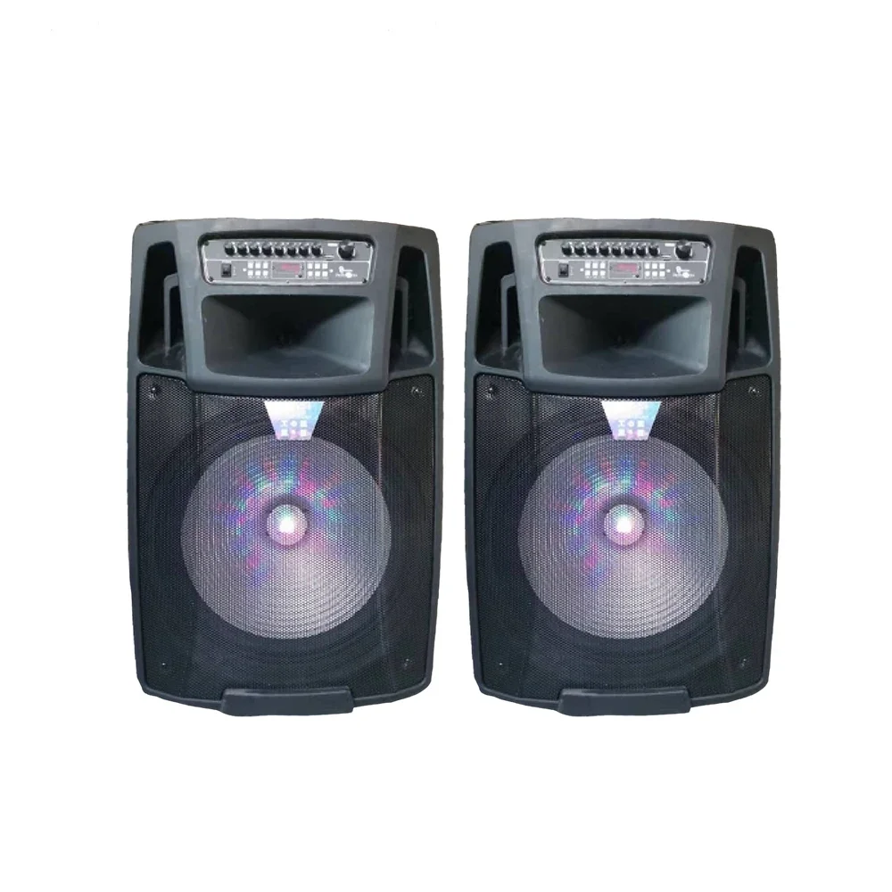 

18 Inch Big Portable Loudspeaker Battery Rechargeable Trolley Speaker With Lights/ Microphone