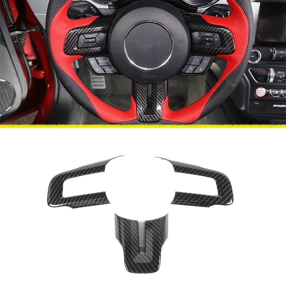 

Steering Wheel Decoration Sticker Cover Trim Kit Car Interior Accessory for Ford Mustang 2015 2016 2017 2018 2019 2020 2021 2022