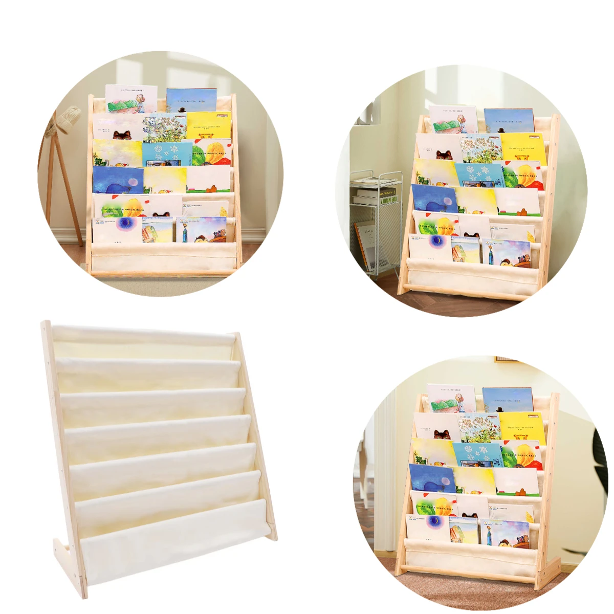 

Kids’ 6-Layer Book Rack – Natural Beige, Multi-Use Storage for Books, Toys & Dolls, Helps Organize & Declutter