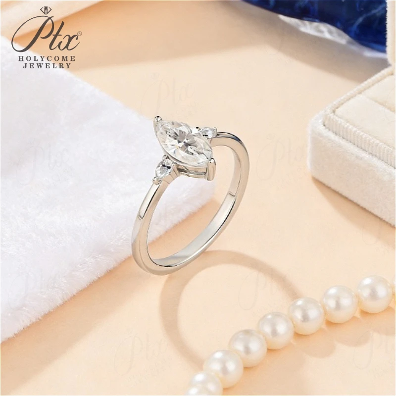 Moissanit-Ring Marquise 1CT D-Farbe 925 Sterling Silber 18K Gold Plattiert Verlobungsring Ehering Charm-Schmuck für Damen Großhandel – Detail 9