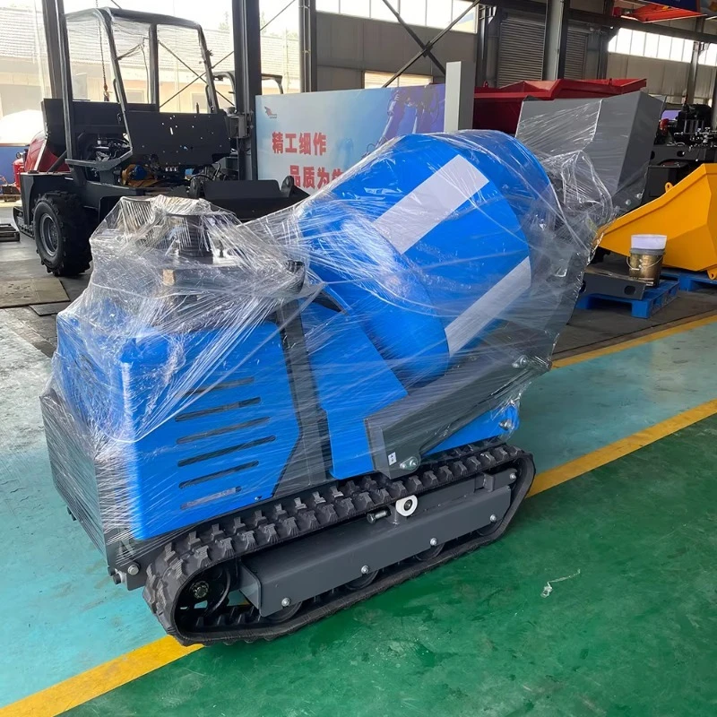 Portable Tracked Concrete Mixer 300L Mixing Tank 750kg Load Capacity Dumper with Mixer Construction Use for Rugged Terrain