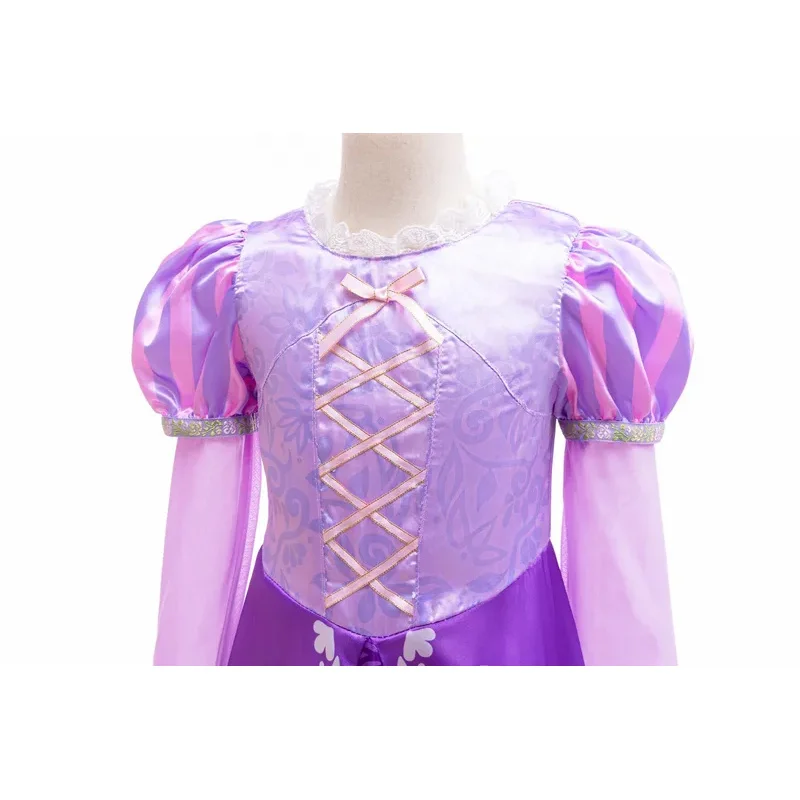 Dziewczęca Sukienka Księżniczki Tapunzel z Krainy Czarów, Kostium Cosplay, Fioletowa Sukienka Księżniczki na Co Dzień z Długim Rękawem dla Dzieci