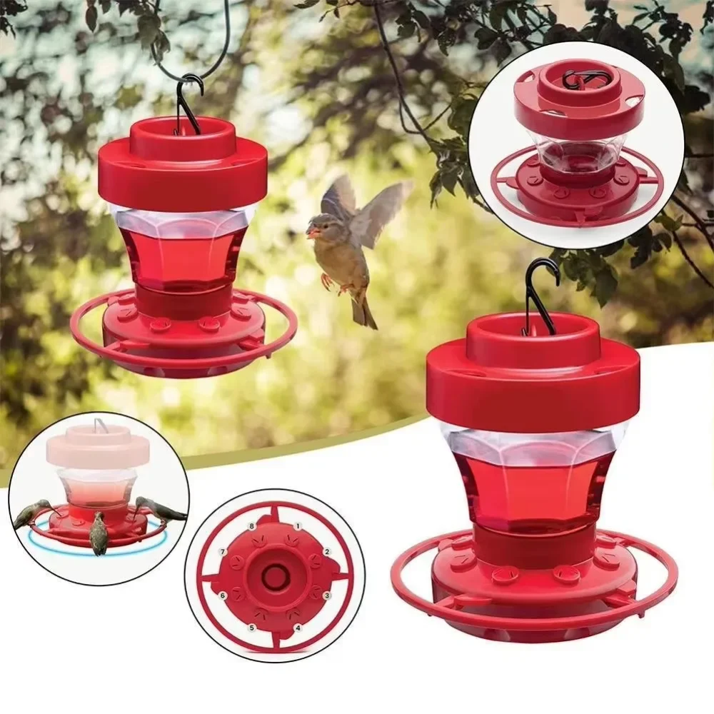 1/2pcs Leak-proof Bird Food Container With 8 Feeding Ports Garden Decoration Outdoor Detachable Hanging Hummingbird Feeder