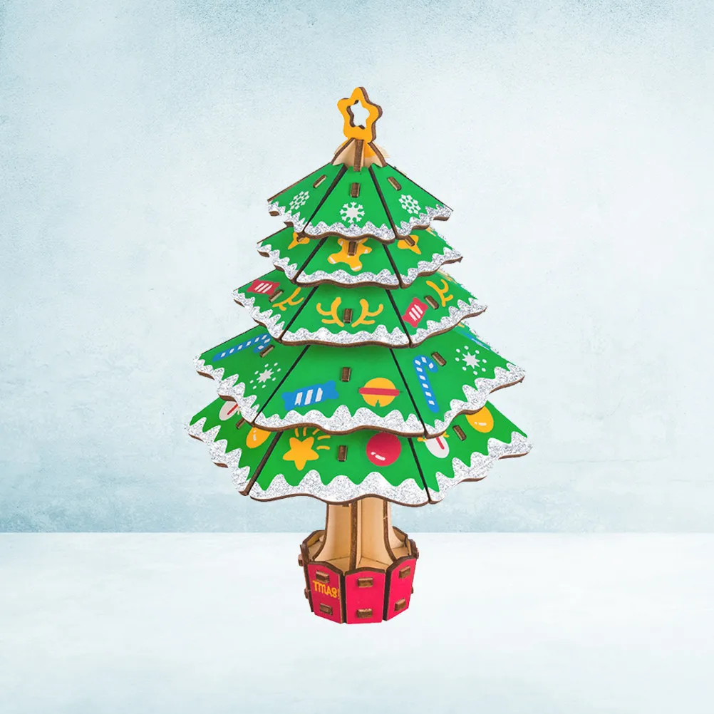 Christmas Tree 3D Educational DIY Colorful Smooth Edges Early Learning Cognitive Puzzle Children Gift