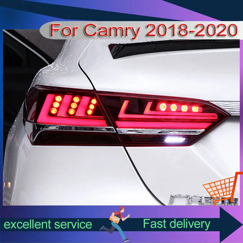 

Полностью светодиодные автомобильные задние фонари для Toyota Camry 2018-2023, ремонт задних фонарей с тормозом, сигнальные лампы багажника, автомобильные аксессуары