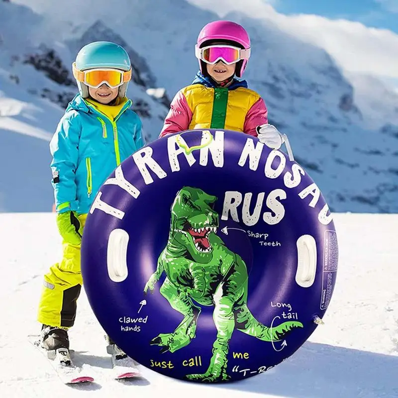 Foldable Skiing Snow Sleigh Snow Tube Inflatable Cold-resistant Ski Circle Kids Adult Ski Ring Skiing Thickened Sled With Handle