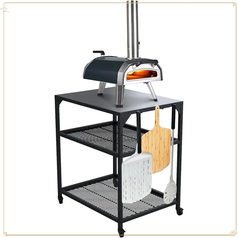 

Средний модульный уличный стол, 31-дюймовая тележка из нержавеющей стали для духовки для пиццы, барбекю, мобильной кухонной станции для патио