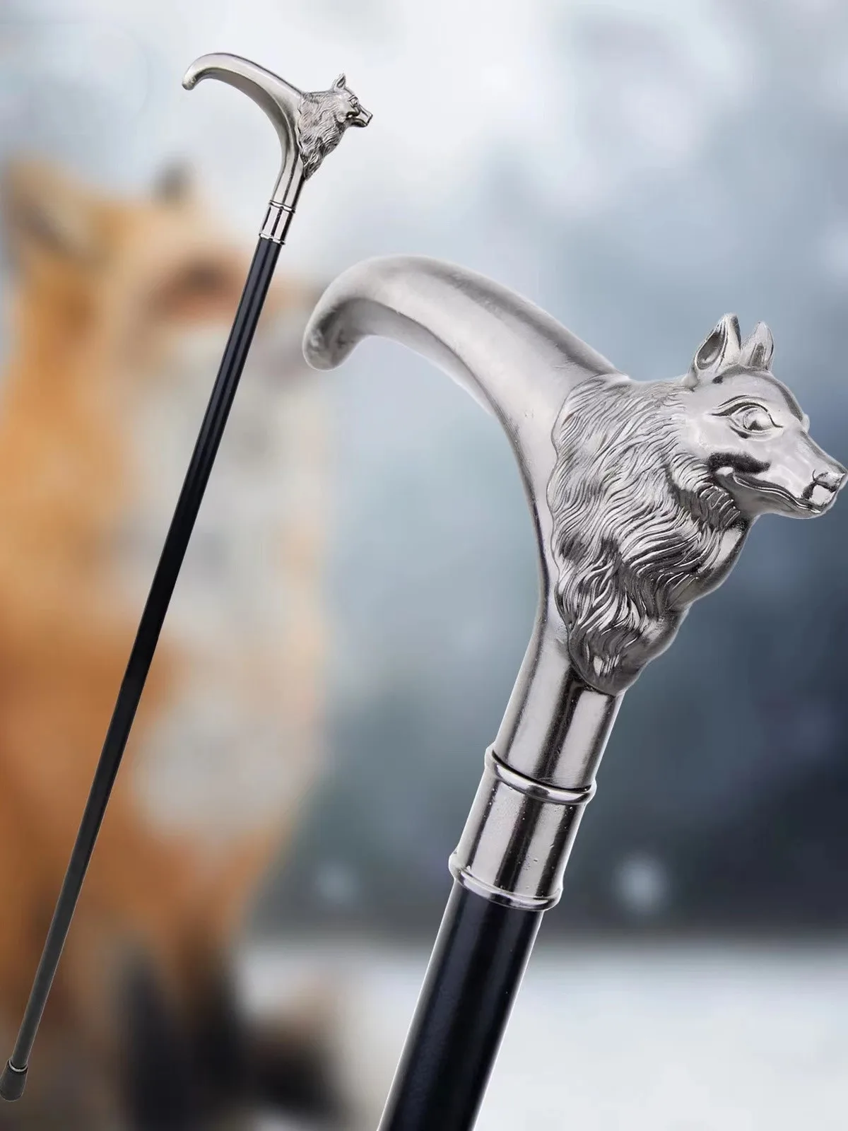 retro-metal-wolf-head-cane-gentleman's-walking-stick-individual-fashion-civilized-cane-halloween-movie-tv-props-cosplay-acces