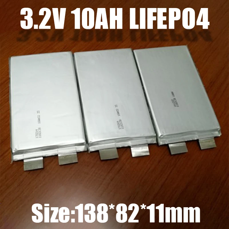 4pcs 3.2v 10Ah Lifepo4 Cell 3.2v 10Ah Lifepo Not Lithium Lipo 50A For Diy 12V 10Ah Pack Of Battery + Free Shipping