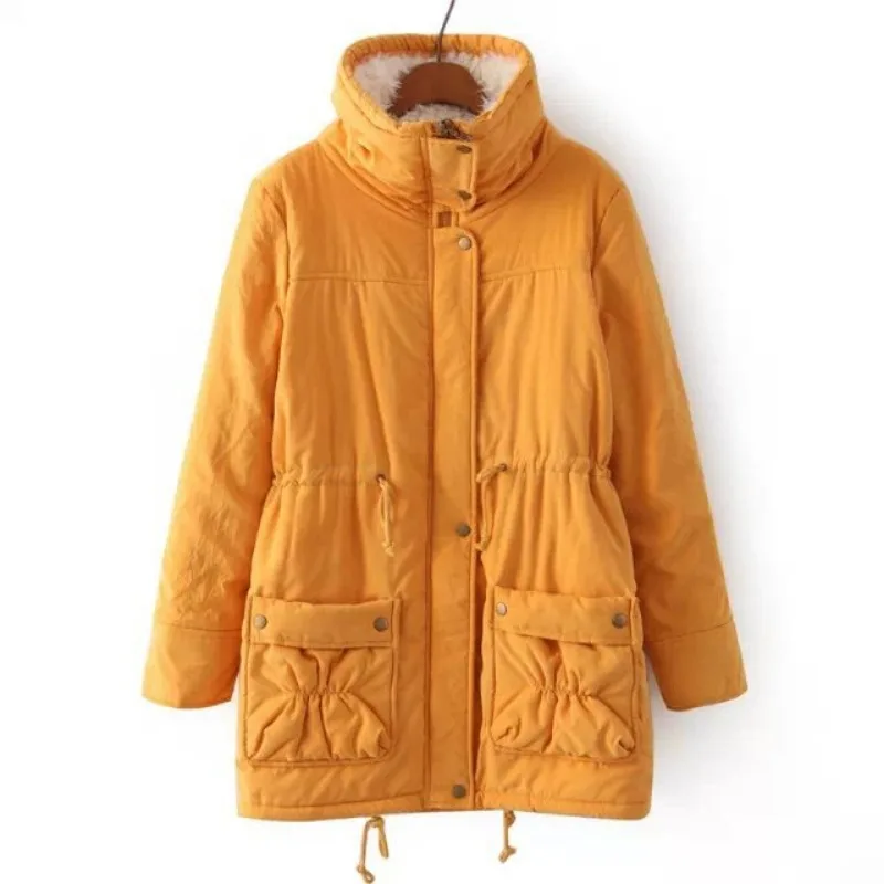 Winter Damen bekleidung Lamm Woll mantel Fleece jacke warme Parkas dicke Reiß verschluss tasche Langarm Oberbekleidung Revers versand kostenfrei